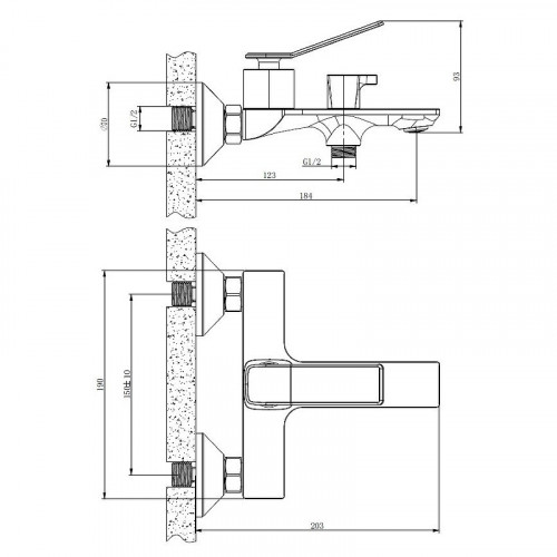 Смеситель для ванны Belz B618 B60618 Хром латунь на стену