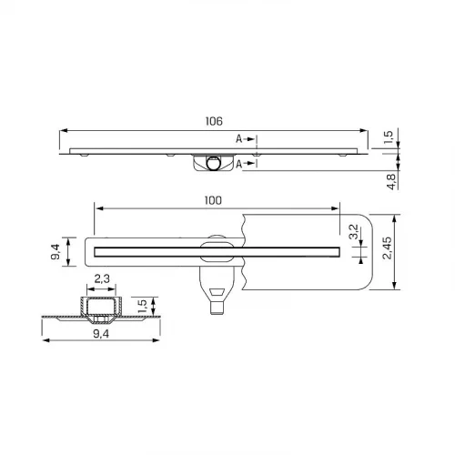 Душевой трап New Trendy VISIO SLIM 100x3 OL-0085 цвет Золото брашированное