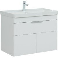 Тумба с раковиной Aquanet Ирис new 80 312430 подвесная Белый глянец МДФ / ЛДСП