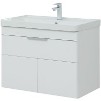 Тумба с раковиной Aquanet Ирис new 80 312430 подвесная Белый глянец МДФ / ЛДСП