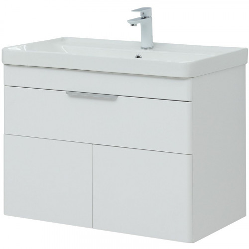 Тумба с раковиной Aquanet Ирис new 80 312430 подвесная Белый глянец МДФ / ЛДСП