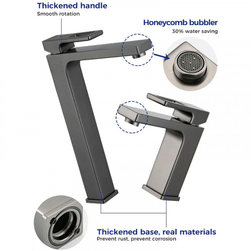 Смеситель для раковины Gappo G17-9 G1017-9 Оружейная сталь латунь
