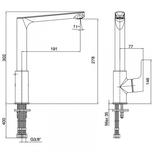 Смеситель для кухни E.C.A. Luna 102118043EX Хром латунь
