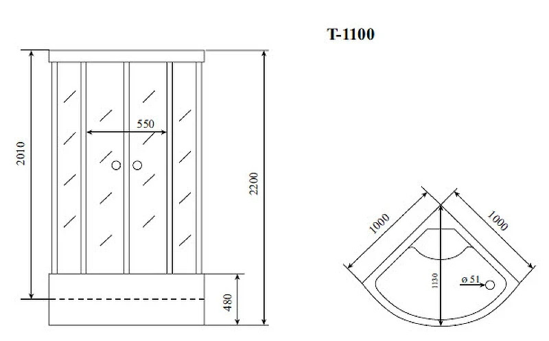 Душевая кабина Timo Standart 100x100 T-1100 с гидромассажем