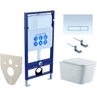 Комплект унитаза с инсталляцией Aquatek Set Aquatek Либра N KDI21 с сиденьем Микролифт и Белой глянцевой клавишей смыва фарфор подвесной