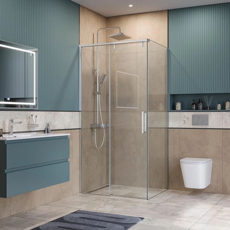 Душевой уголок BelBagno Soft Close-1 100x80 SOFT_CLOSE-1-AH-1-100/80-C-Cr профиль Хром стекло прозрачное