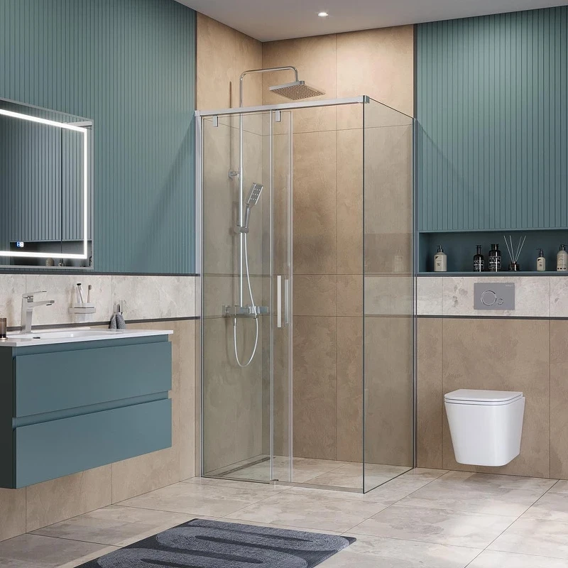 Душевой уголок BelBagno Soft Close-1 100x80 SOFT_CLOSE-1-AH-1-100/80-C-Cr профиль Хром стекло прозрачное