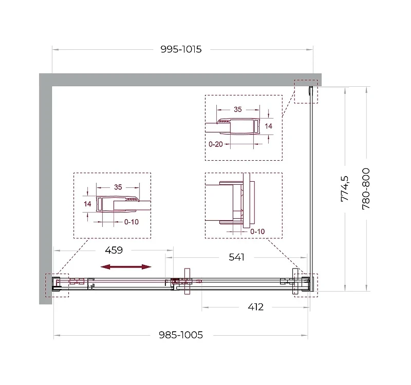 Душевой уголок BelBagno Soft Close-1 100x80 SOFT_CLOSE-1-AH-1-100/80-C-Cr профиль Хром стекло прозрачное