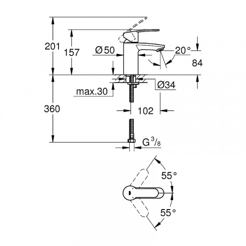 Смеситель для раковины Grohe Eurostyle Cosmopolitan 3246820E Хром латунь