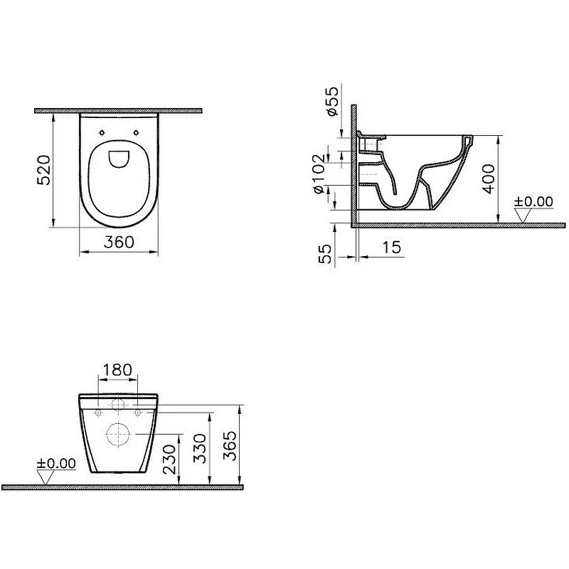 Унитаз биде Vitra S50 Rim-Ex 7740B003-0850 подвесной без сиденья фарфор подвесной