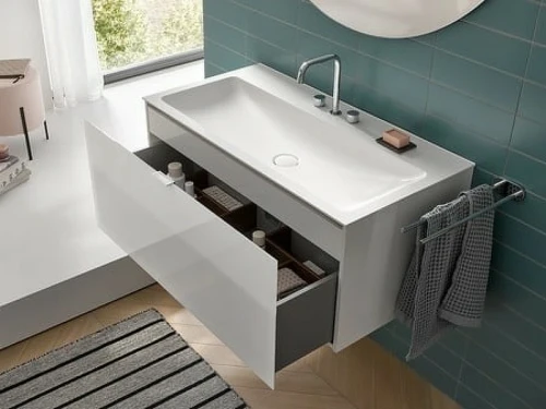 Тумба под раковиной Emco Vanity Units 120 9583 274 21 подвесная Белая глянцевая