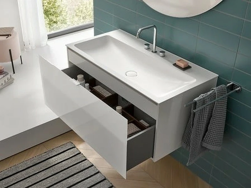 Тумба под раковиной Emco Vanity Units 120 9583 274 21 подвесная Белая глянцевая