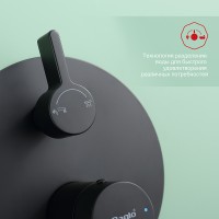 Душевая система Raglo R20.27.06 Черная матовая латунь встраиваемый