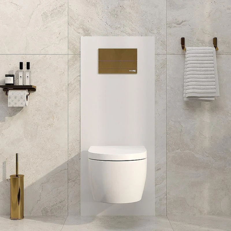 Инсталляция WasserKRAFT Salm 27TLT.010.ME.WH.PG04 для унитаза Белое стекло с клавишей смыва Золото глянцевое