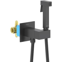 Гигиенический душ со смесителем Aquatek Лира AQ1025MB Черный матовый латунь встраиваемый