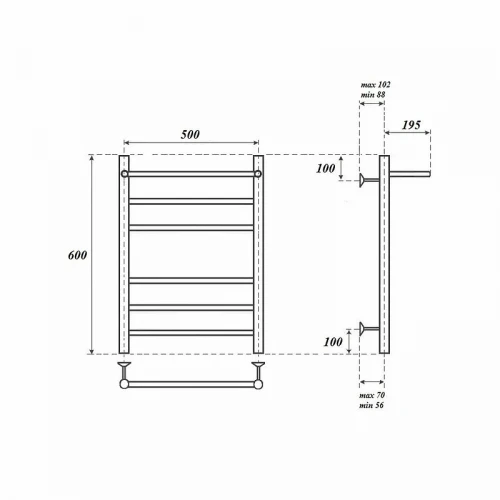 Водяной полотенцесушитель Point Аврора PN10156P П5 500x600 с полкой Хром