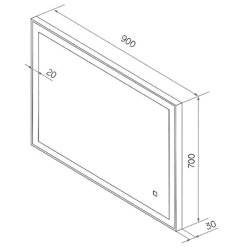 Зеркало Континент Solid 900x700 ЗЛП1617 с подсветкой с сенсорным выключателем