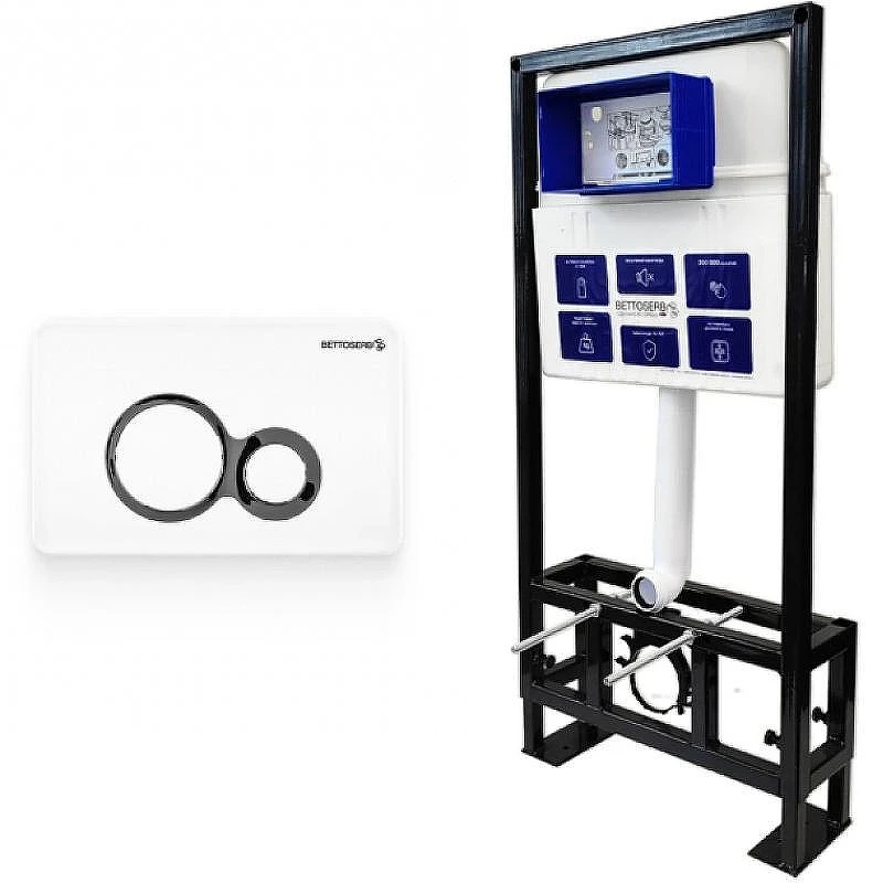 Инсталляция Bettoserb Sava Free Standing SFS40006458 для унитаза с клавишей смыва Белый глянец Хром матовый