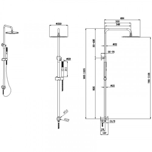 Душевая система Allen Brau Priority 5.31031-31 Черная матовая латунь на стену