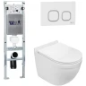 Комплект унитаза с инсталляцией WeltWasser AMBERG 350 ST + HEIMBACH 043 GL-WT + AMBERG RD-WT 10000012134 цвет Белый глянцевый с сиденьем Микролифт и клавишей смыва цвет Белый