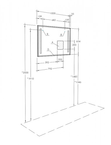 Зеркало Aquaton Отель 100 1A107402OT010 с подсветкой с функцией антипар МДФ / ЛДСП, стекло