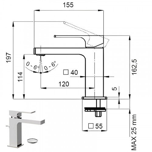 Смеситель для раковины Remer Absolute AU10 Хром латунь