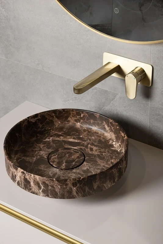 Раковина-чаша Boheme Corian 40 801-ED Emprador искусственный камень (литьевой мрамор) накладная