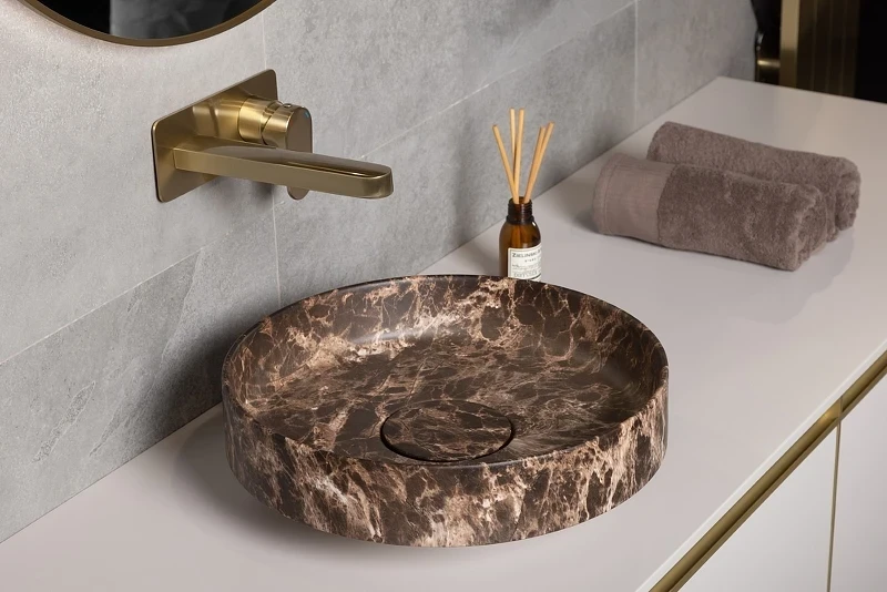 Раковина-чаша Boheme Corian 40 801-ED Emprador искусственный камень (литьевой мрамор) накладная