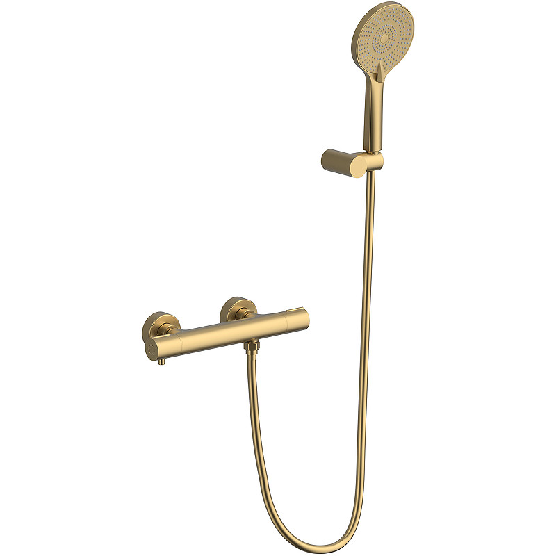 Смеситель для душа Kaiser Serio 05377-3 с термостатом Шлифованное золото латунь на стену