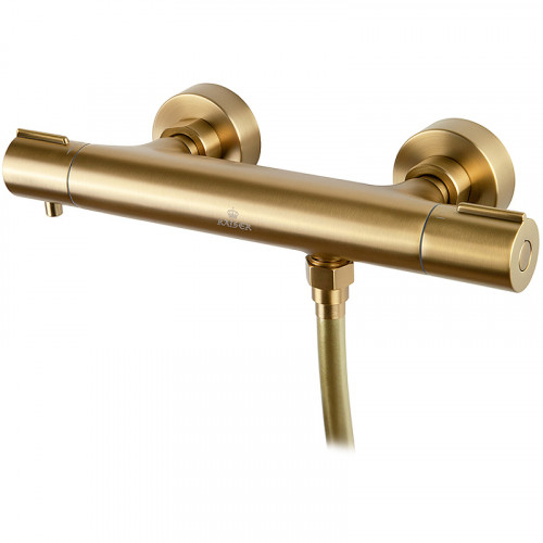 Смеситель для душа Kaiser Serio 05377-3 с термостатом Шлифованное золото латунь на стену