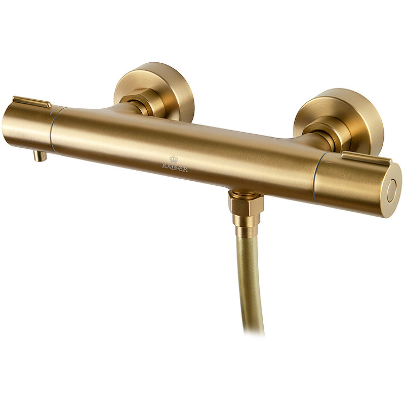Смеситель для душа Kaiser Serio 05377-3 с термостатом Шлифованное золото латунь на стену