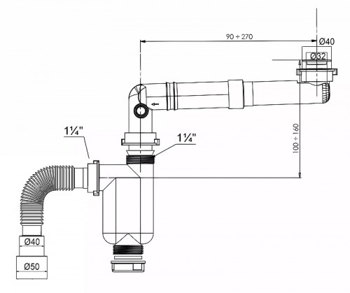 Сифон для раковины Bettoserb 125342 цвет Серый
