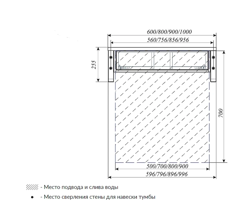 Тумба под раковину 1MarKa Grunge Loft 60П Ц0000001579 подвесная Дуб намибия МДФ / ЛДСП