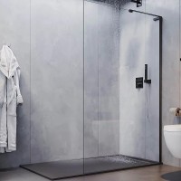 Душевая перегородка Veconi Korato KR-77B 80 KR77B-80-01-C8 профиль Черный матовый стекло прозрачное
