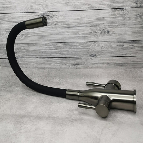 Смеситель для кухни Frap H96 F4396-15 Оружейная сталь латунь на столешницу