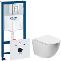 Комплект унитаза Vincea Globo VT1-14S с инсталляцией Grohe Rapid SL 38775001 с сиденьем Микролифт и клавишей смыва Хром фарфор подвесной