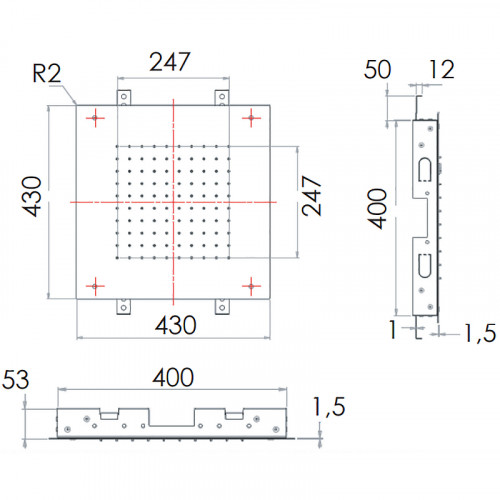 Верхний душ Remer 357SFS43 Хром нержавеющая сталь встраиваемый