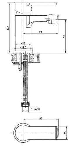Смеситель для биде Cersanit Brasko 63023 Хром латунь