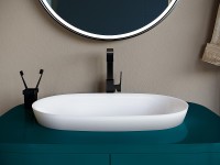 Раковина Salini Marea 64.5 01 1802201M Белая матовая искусственный камень (литьевой мрамор) полувстраиваемая