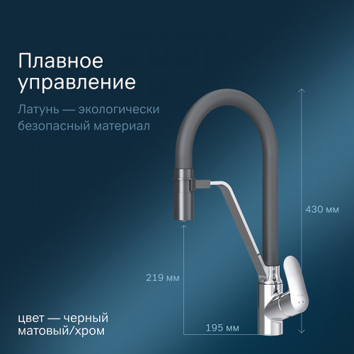 Смеситель для кухни AM.PM Like F8007802 Хром Черный латунь