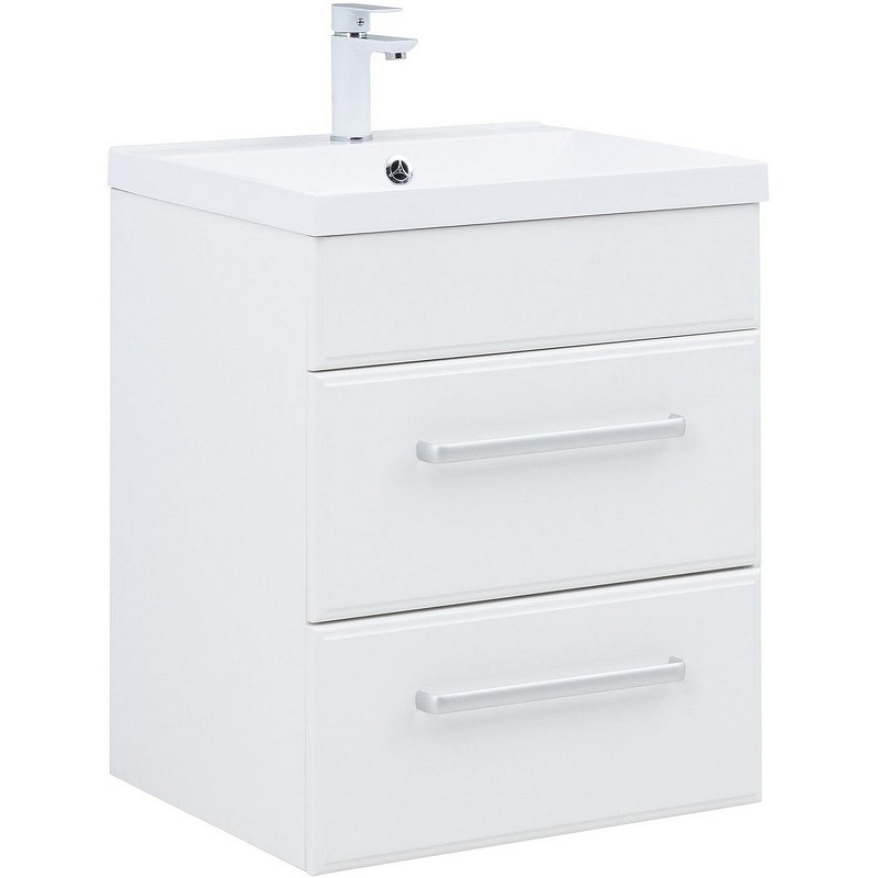 Тумба под раковину Aquanet Лукка 58 302396 подвесная Белая глянцевая МДФ / ЛДСП