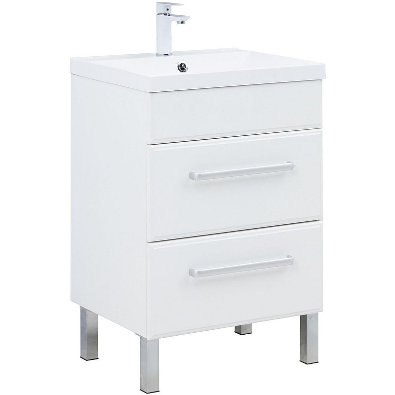Тумба под раковину Aquanet Лукка 58 302396 подвесная Белая глянцевая МДФ / ЛДСП