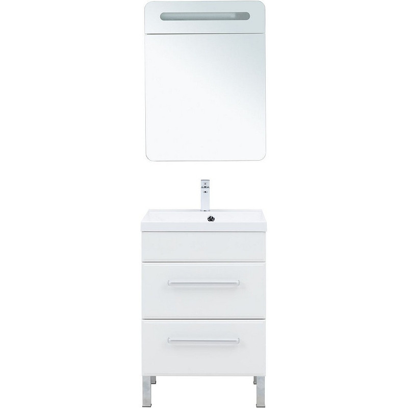 Тумба под раковину Aquanet Лукка 58 302396 подвесная Белая глянцевая МДФ / ЛДСП