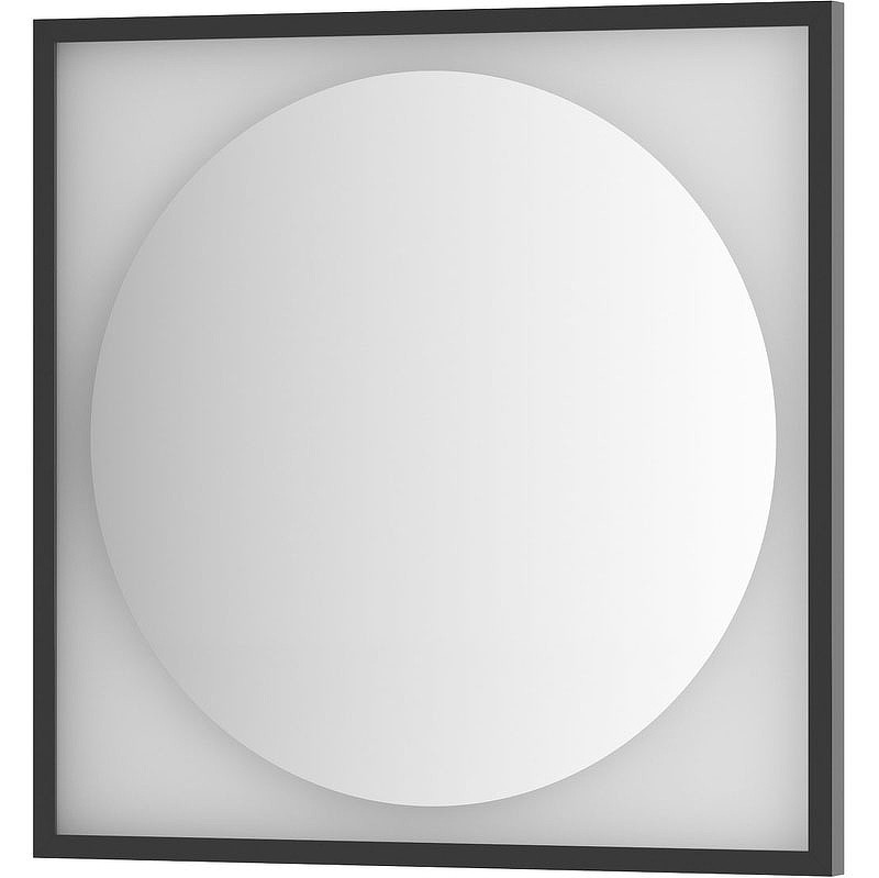 Зеркало Defesto Eclipce 70х70 DF 2232 с подсветкой 15W-3000К/в багетной раме/Без выключателя/Теплый белый свет/Черная рама