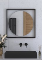 Зеркало Defesto Eclipce 70х70 DF 2232 с подсветкой 15W-3000К/в багетной раме/Без выключателя/Теплый белый свет/Черная рама