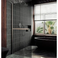 Душевая перегородка Maybah Glass MGD-717-5ш 1190х1950 в широком профиле с полотенцедержателем Хром матовый стекло графитовое