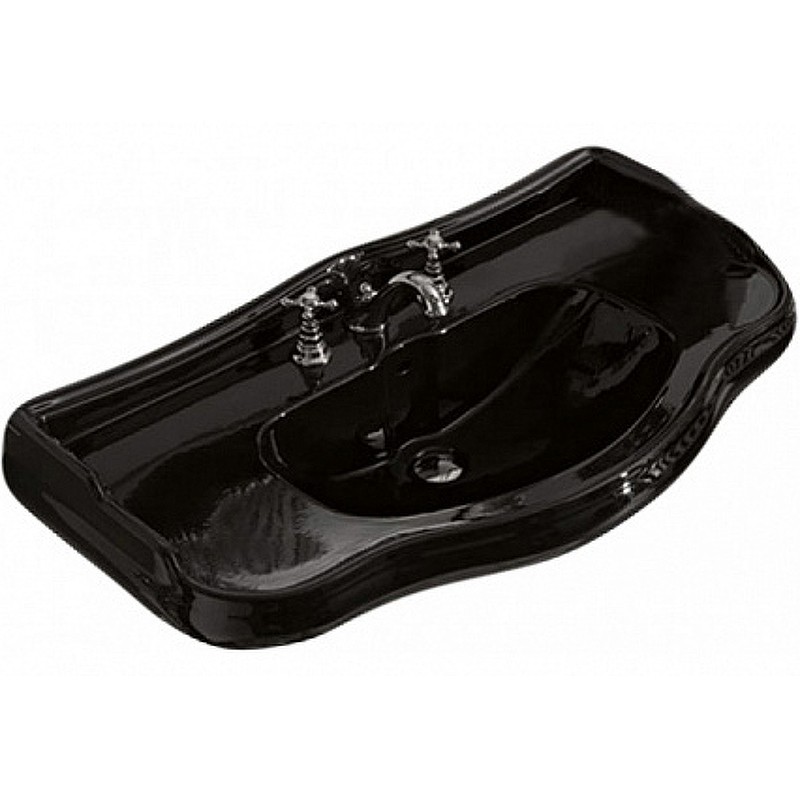 Раковина Kerasan Retro 100 105004 nero*1 Черная блестящая фарфор подвесная