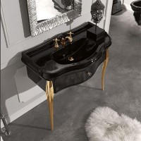 Раковина Kerasan Retro 100 105004 nero*1 Черная блестящая фарфор подвесная