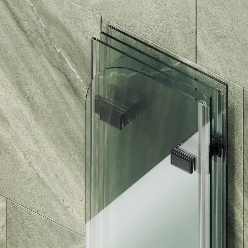 Шторка для ванны Maybah Glass MGV-584-6 980х1400 складная 4 секции Черный стекло прозрачное