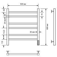 Электрический полотенцесушитель Comfysan Pioli-K EC-6 60x50 014179 Хром